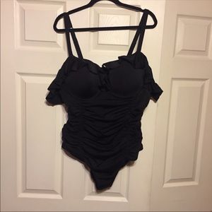 Torrid Black Off The Shoulder One Piece Swimsuit
